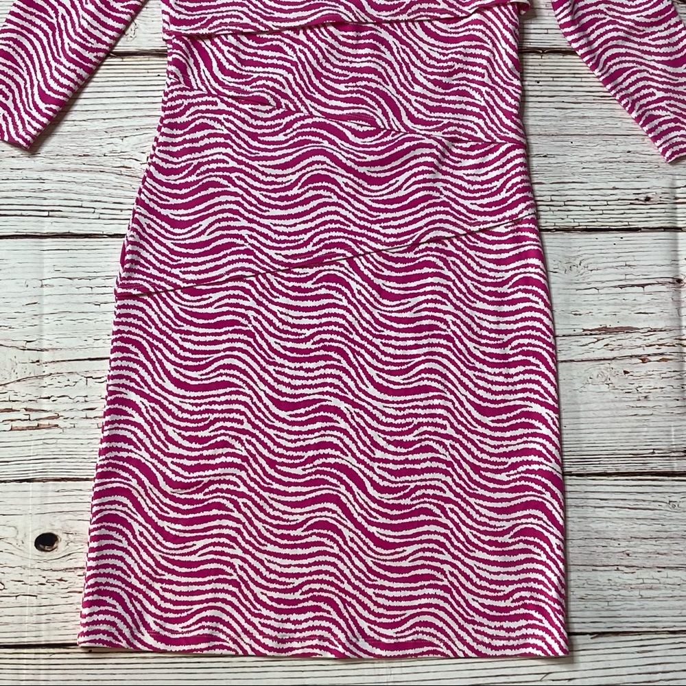 J McLaughlin Catalina Cloth Nicola Sheath Dress Rose and White Radio Wav… - Picture 6 of 12